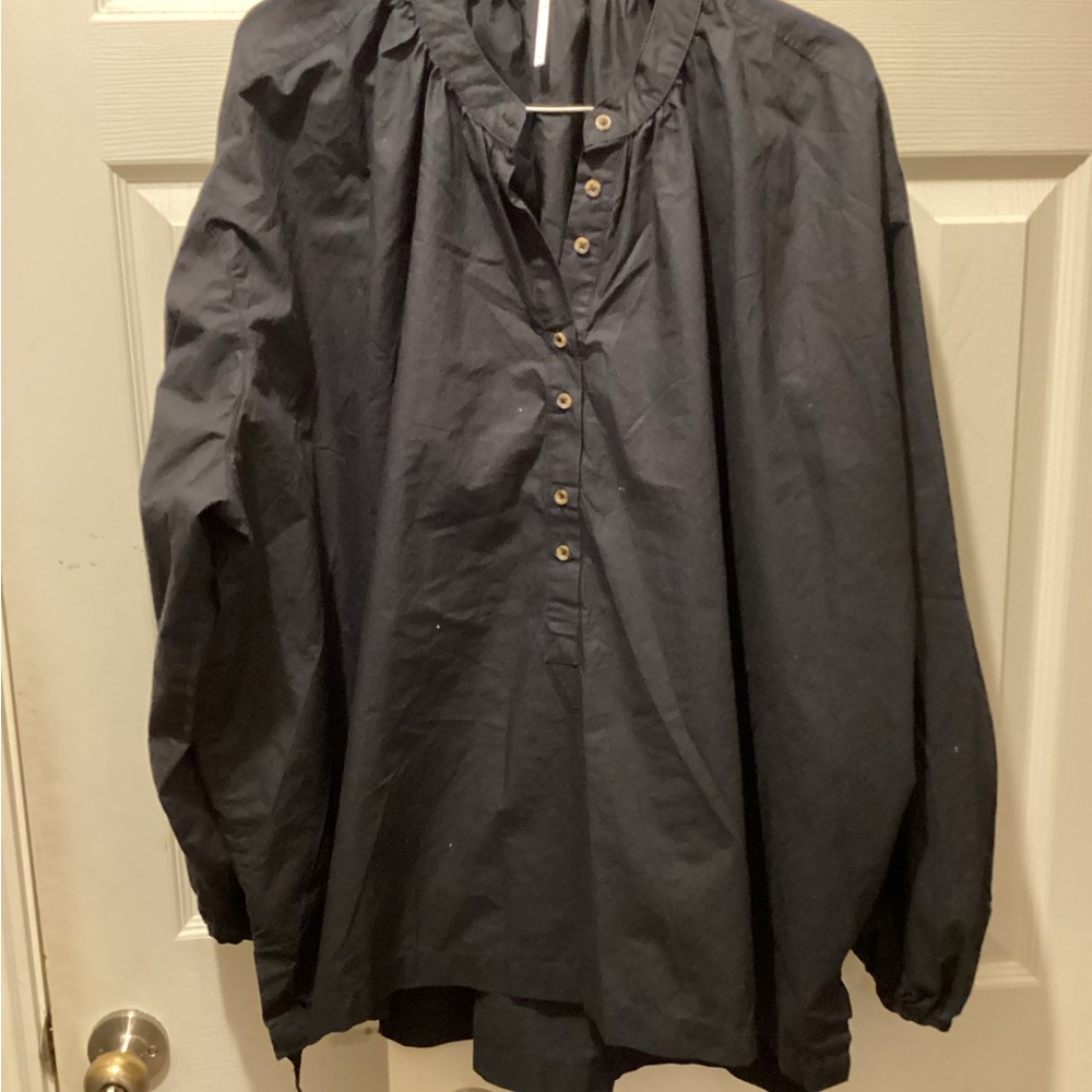 Free People Black Button-Down Blouse - image 1